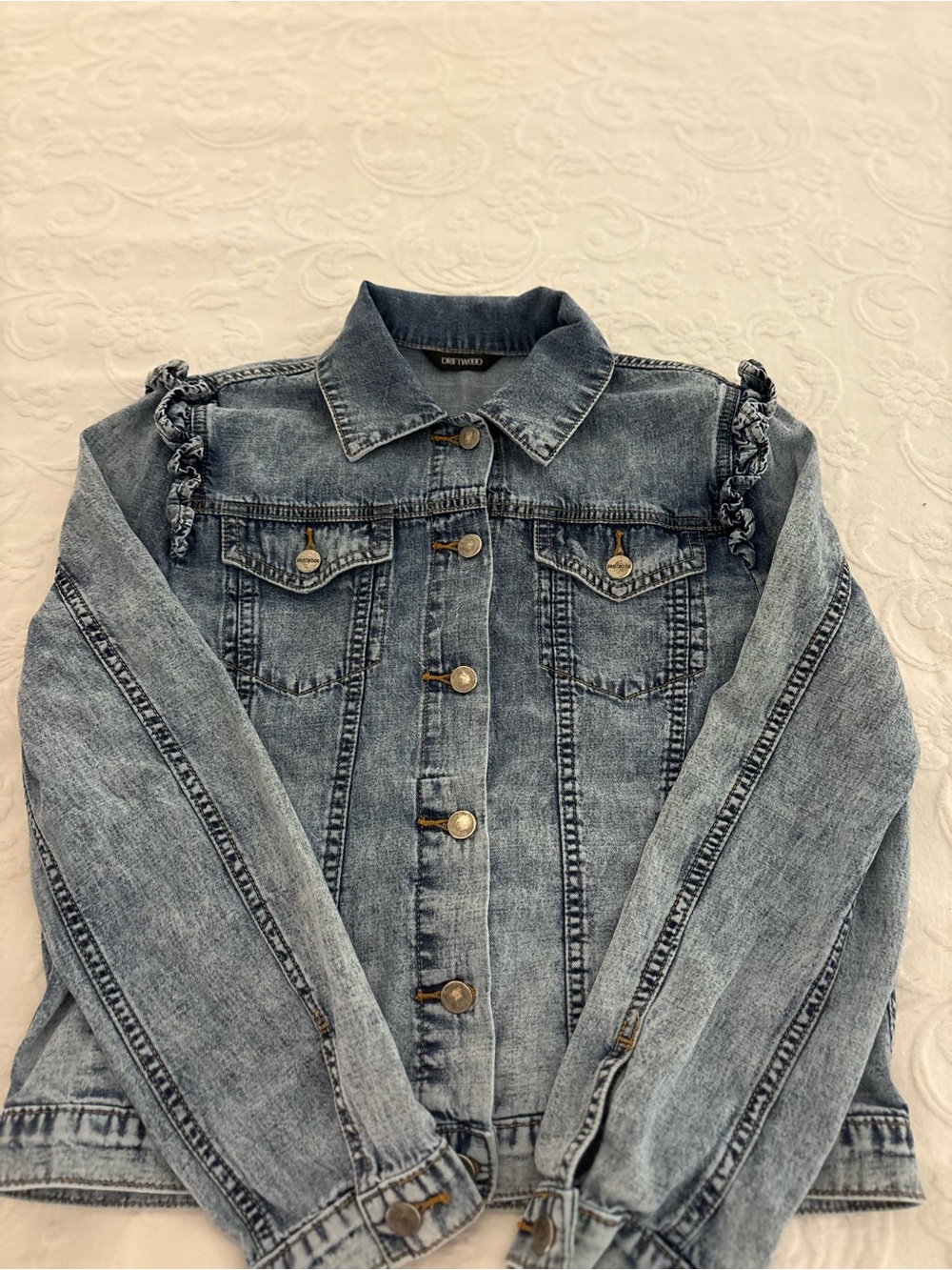 DRIFTWOOD Ruffle Trim Denim Jacket - Picture 6 of 9